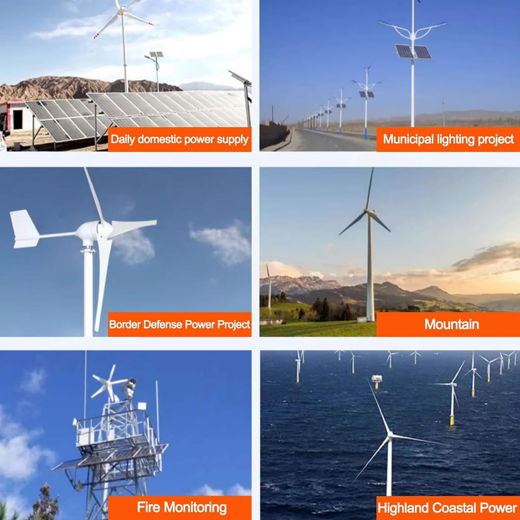 High Power Generation Rate Small Home Outdoor Permanent Magnet DC Wind Turbine Generator, 300w, 600w, 1000w Windmill Generator, 3 Blades, Wind Turbine Generator(300w)