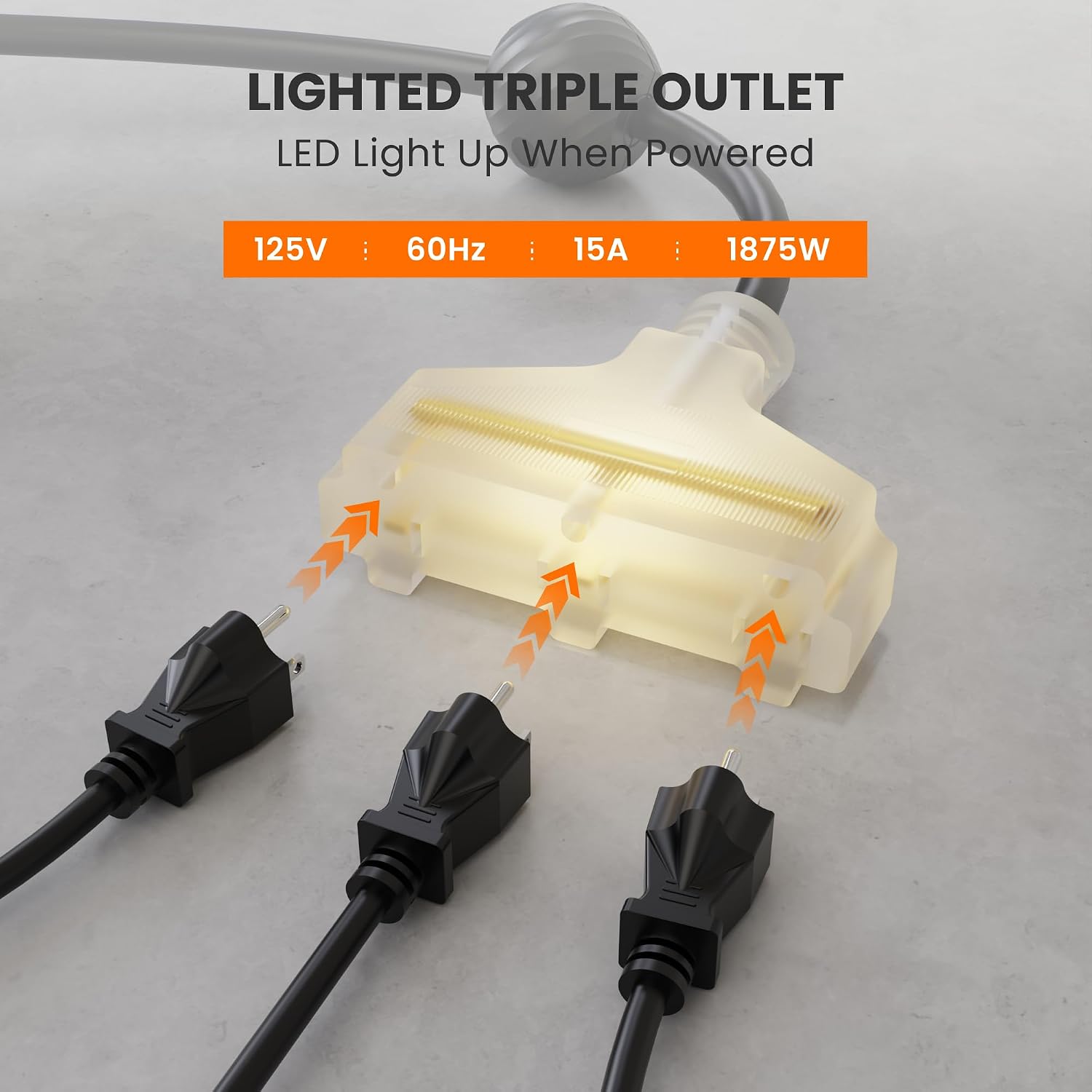 Giraffe Tools Retractable Power Cord Reel, 50ft 12AWG/3C SJT Heavy Duty Extension Cord Storage Reel Wall/Ceiling Mount for Garage with Lighted Triple Tap