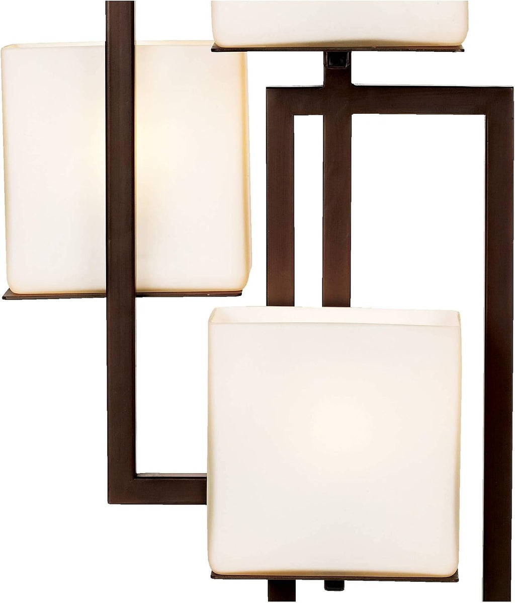 Possini Euro Design Lighting on the Square Modern 3-Way Table Lamp 24' High with Table Top Dimmer Roman Bronze Metal Glass Shade for Bedroom Living Room House Home Bedside Nightstand Office Kids