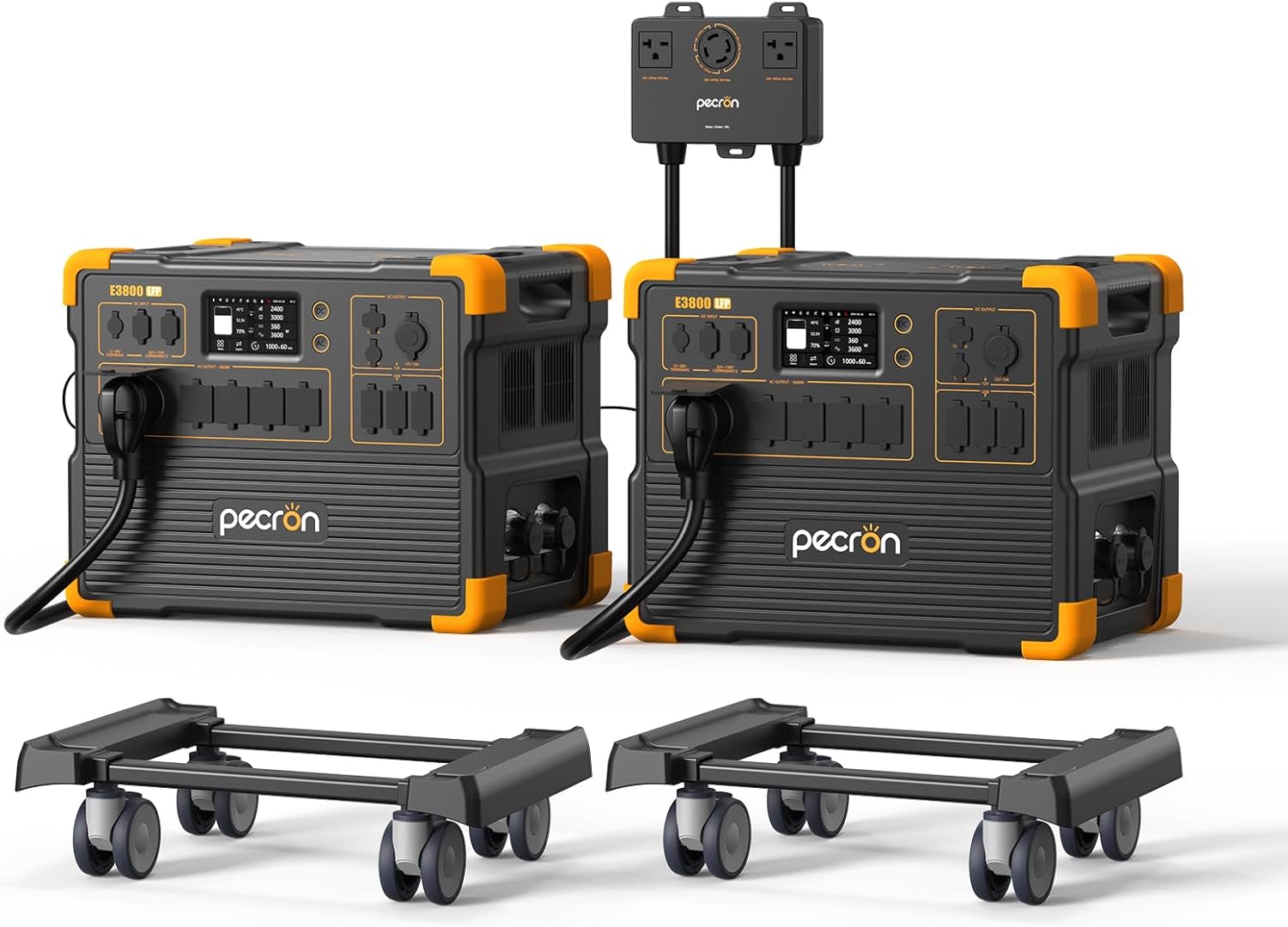 PECRON Portable Power Station E3800 LFP with 240V Double Voltage Hub, 3840Wh LiFePO4 Battery Backup, 4200W Solar Generator, Expandable to 53.76kWh Power Station, Fast Charging for Home, Camping, RV