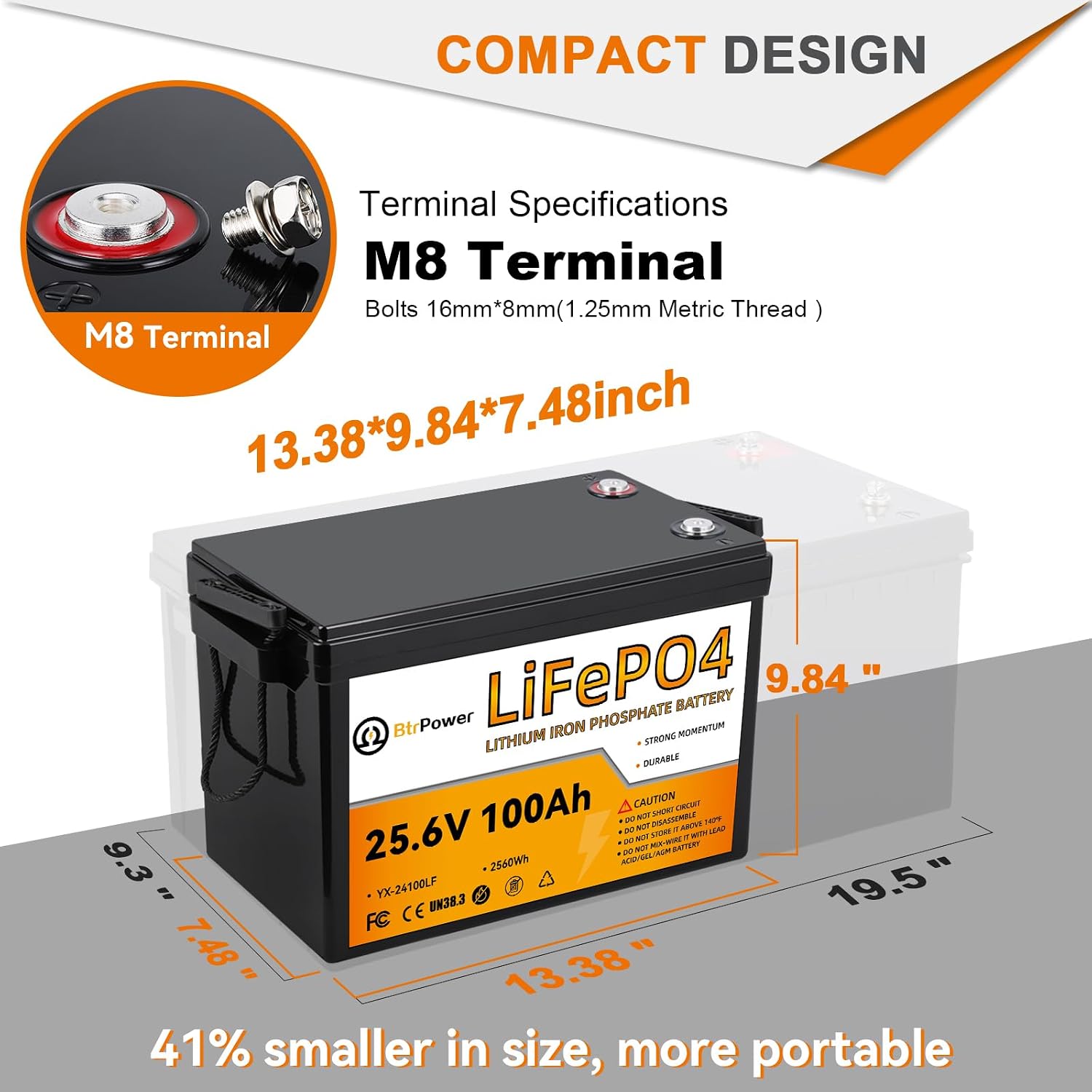 2 Pack 24V 100Ah LiFePO4 Battery, Built-in 100A BMS,2560Wh Lithium Battery,4000-15000 Deep Cycles & 10-Year Lifetime, Perfect for Marine, RV, Marine, Trolling Motor, Solar Off-Grid System