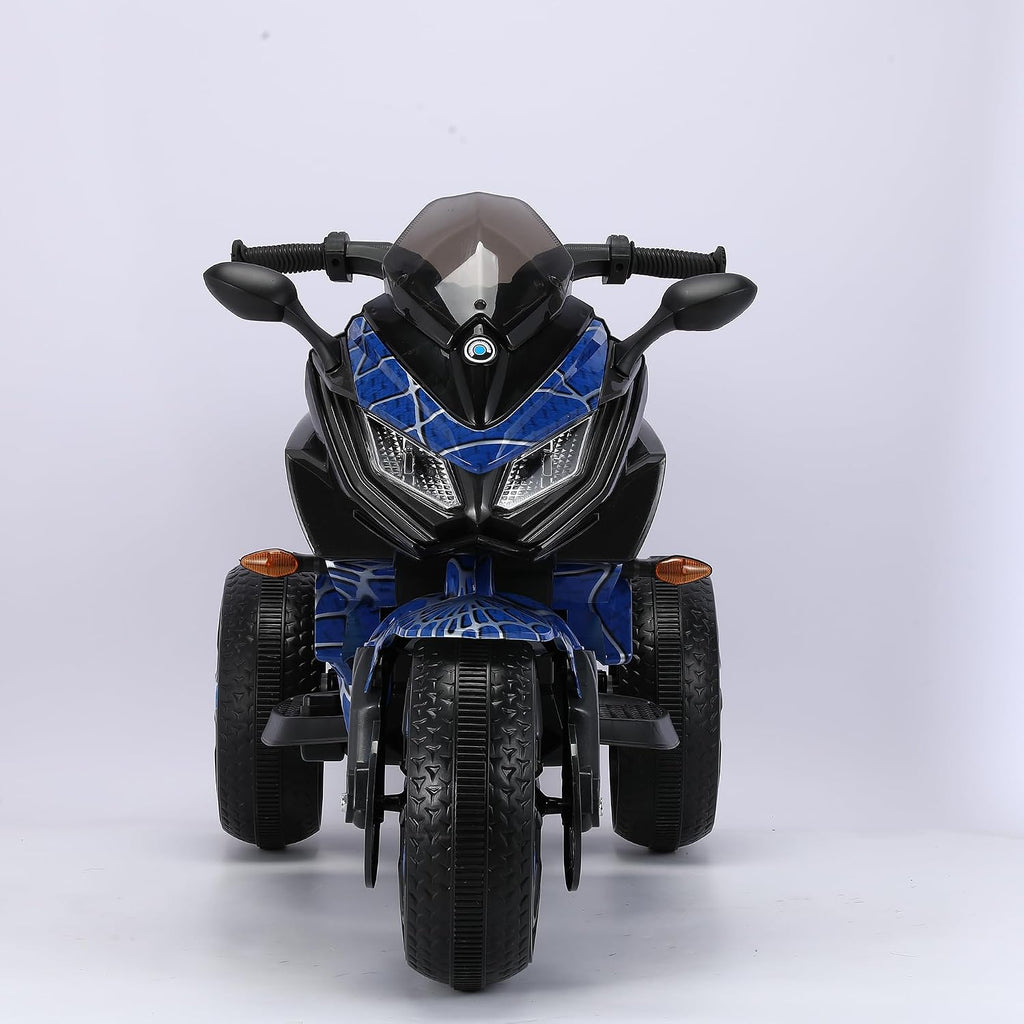 12V Kids Electric Motorcycle with Training Wheels | Plastic, PU seat, manual throttle, foot brake, USB, MP3, phone link, light-up wheels, ages 3-6, 45.3 W x 23.2 D x 28.7 H in