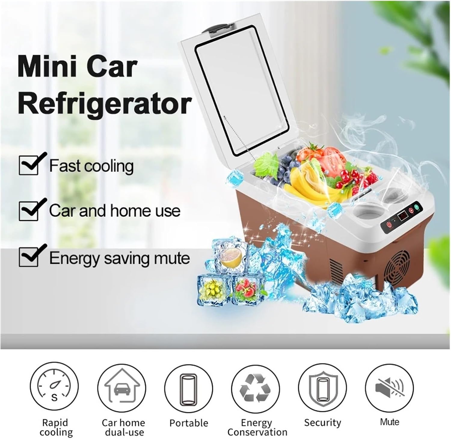 220V 12V 24V Portable Electric Cooler Refrigerator For Car Mini Fridge Cool Ice Box Freezer For Camping Home Truck Beach Vehicle(LED Screen-M20P)