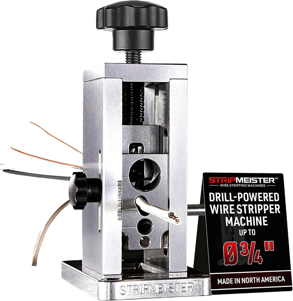 StripMeister Original Drill-Powered Wire Stripper – Wire Sizes Up To Ø3/4', Jam-Free, Copper Wire, Built for Safety, Speed, and Efficiency - Portable Wire Stripping Machine