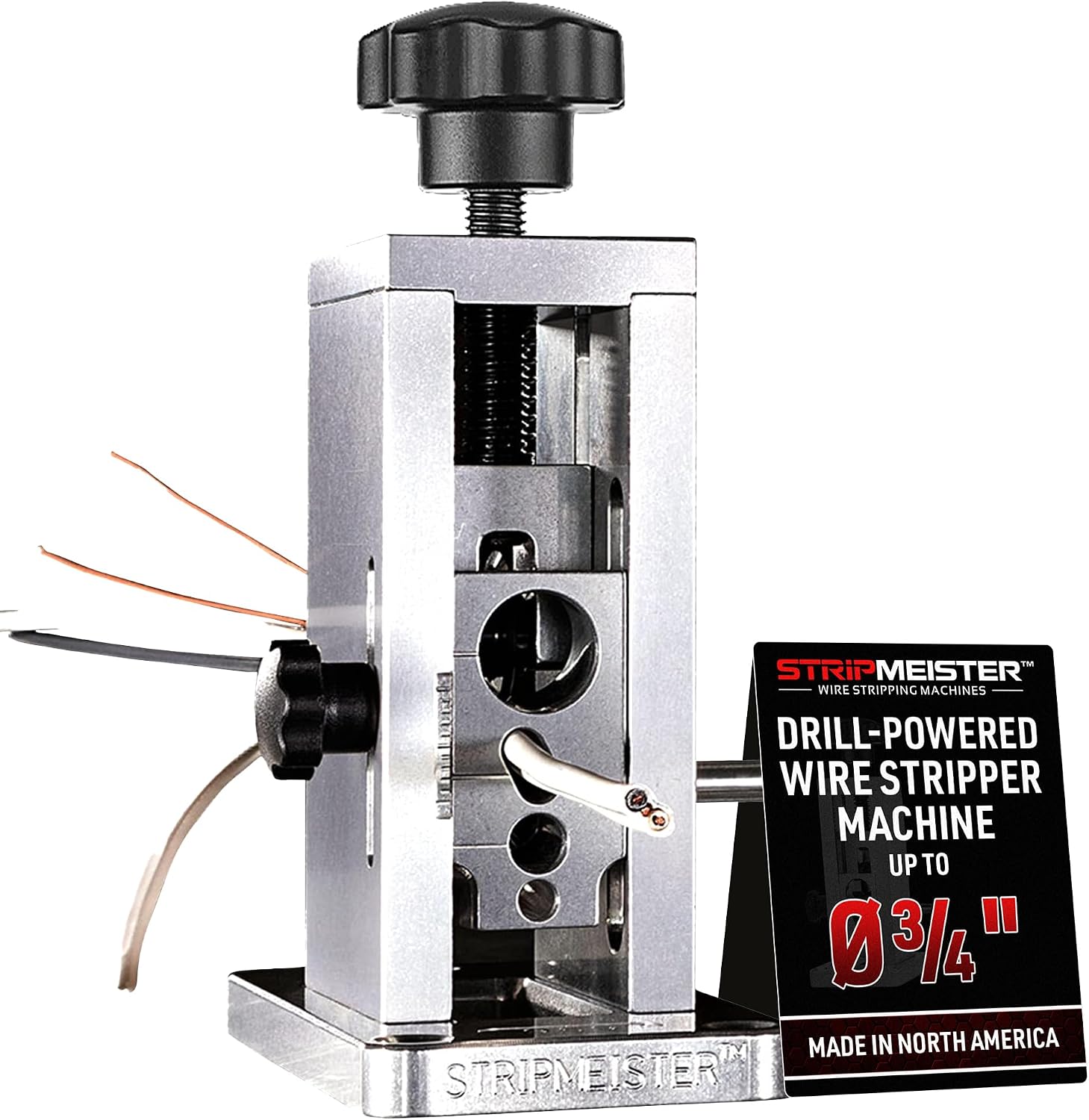 StripMeister Original Drill-Powered Wire Stripper – Wire Sizes Up To Ø3/4', Jam-Free, Copper Wire, Built for Safety, Speed, and Efficiency - Portable Wire Stripping Machine