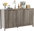Fluted Sideboard Buffet Cabinet, 55' Large Storage Buffet Cabinet with 4 Doors and Adjustable Shelves, Modern Sideboard Console Table for Living Room,Entryway,Dinning Room,Kitchen-Grey