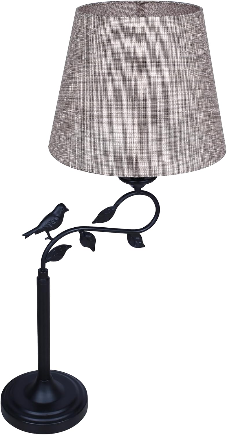 Canarm Havran 1-Light Outdoor Table Lamp, 31-Inch Black with Fabric Shade, On/Off Switch on Socket Weather-Resistant Lamp for Patio or Porch