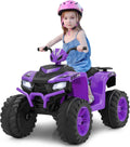 Costzon Kids ATV, 24V Four Wheeler Quad Ride on Car w/Forward/Backward, 2 Speeds, Wireless Connection, Music, Radio, LED Lights, Electric Vehicle Toddler 4 Wheeler for Kids, Boys & Girls 3-8 (Purple)