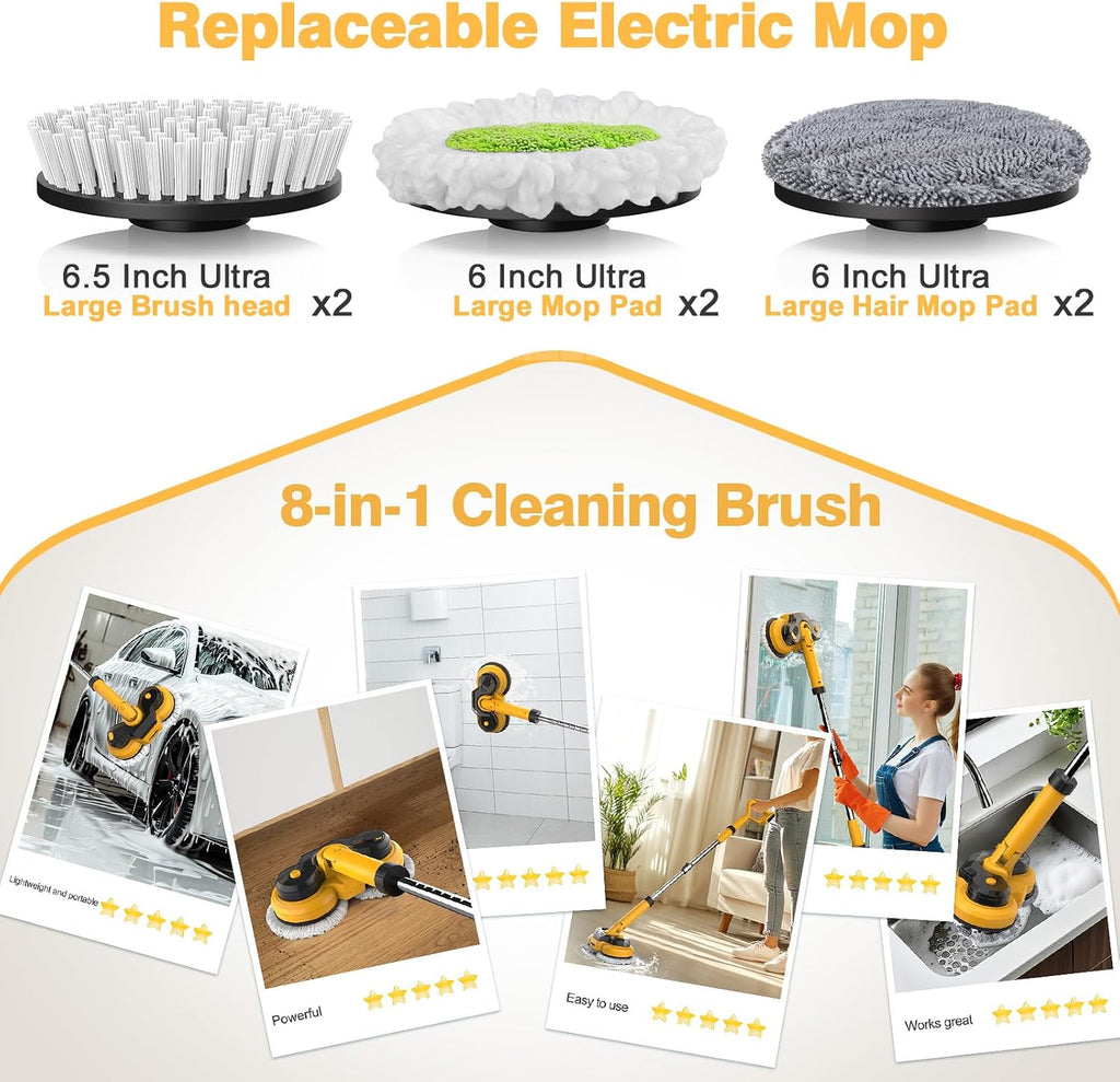 Cordless Electric Mop for Dewalt 20V Battery (NO Battery), 2 in 1 Spin Mop & Floor Scrubber Machine with LED Light & Water Spray, 800 RPM Electric Mops for Floor Cleaning, Hardwood,Tile