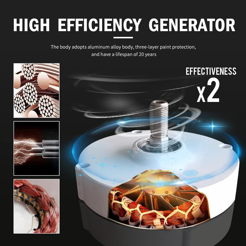 Wind Turbine Generator Kit,Wind Vertical Axis Alternative Energy System Wind Power Generator for Marine RV Home Industrial Energy,1000W-1500W(48V)