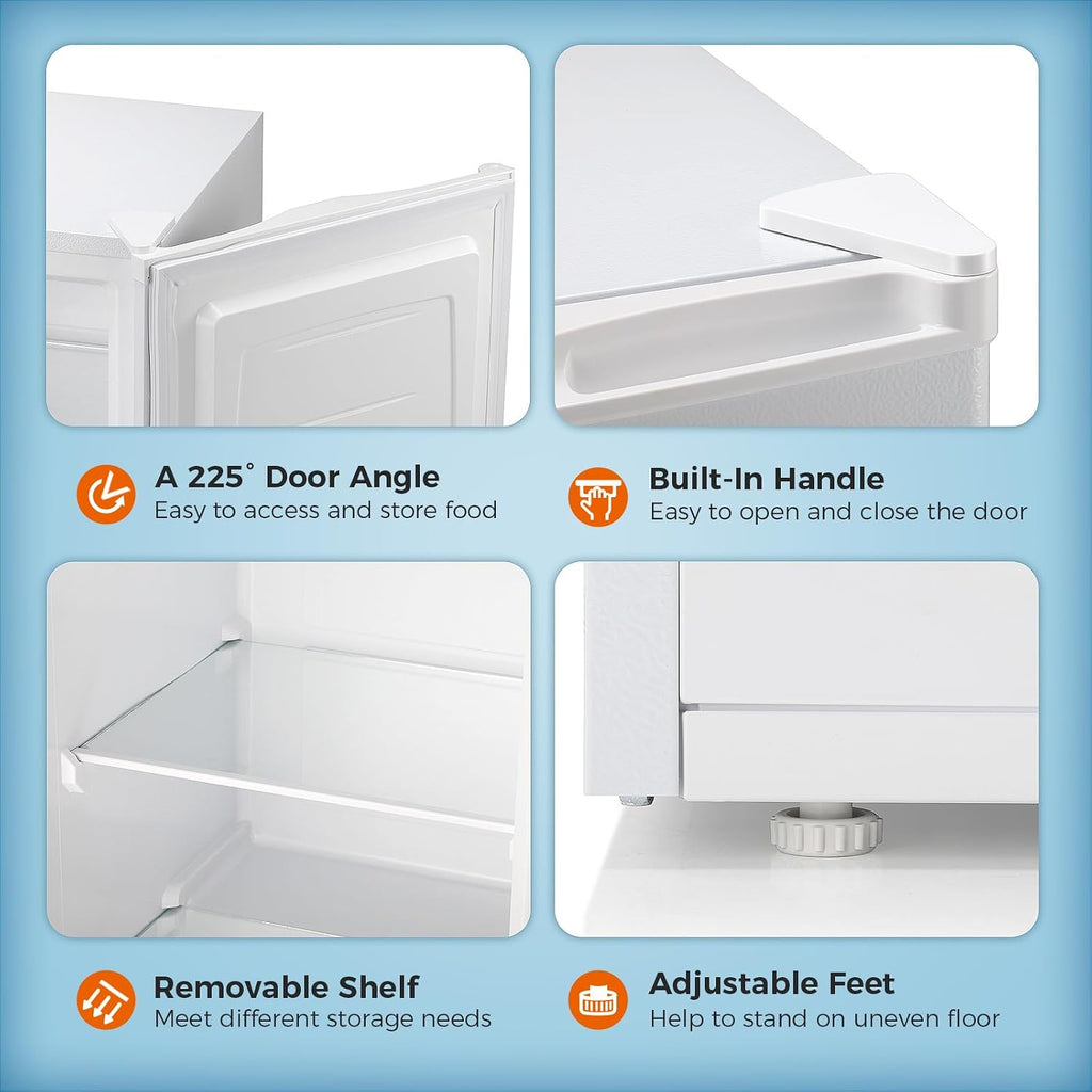 Kismile Upright Freezer, 6.0 Cu.ft Deep Freezer with Reversible Single Door,Removable Shelves, Small Stand Up Freezer with Adjustable Thermostat for Home/Kitchen/Office/Garage (White)