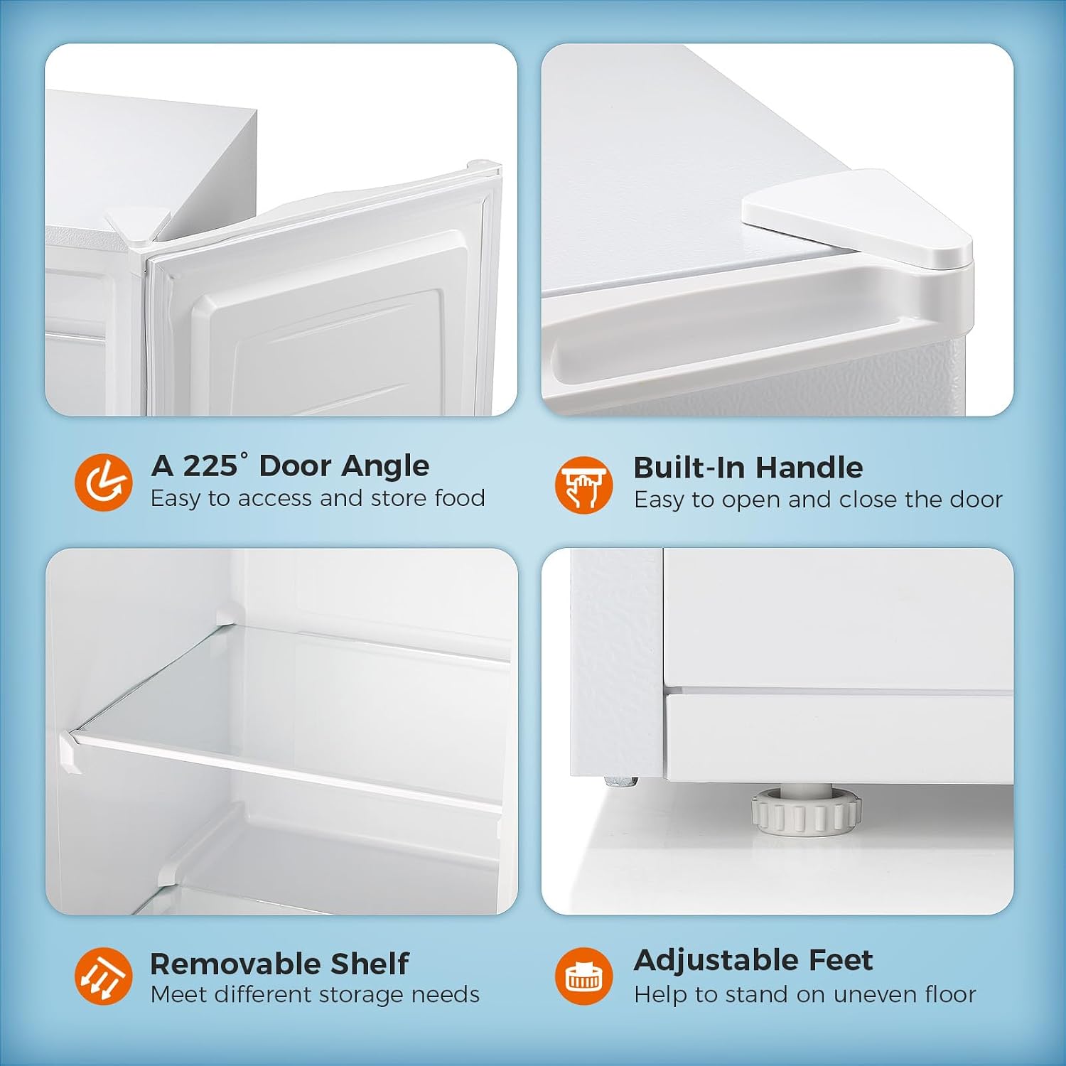Kismile Upright Freezer, 6.0 Cu.ft Deep Freezer with Reversible Single Door,Removable Shelves, Small Stand Up Freezer with Adjustable Thermostat for Home/Kitchen/Office/Garage (White)
