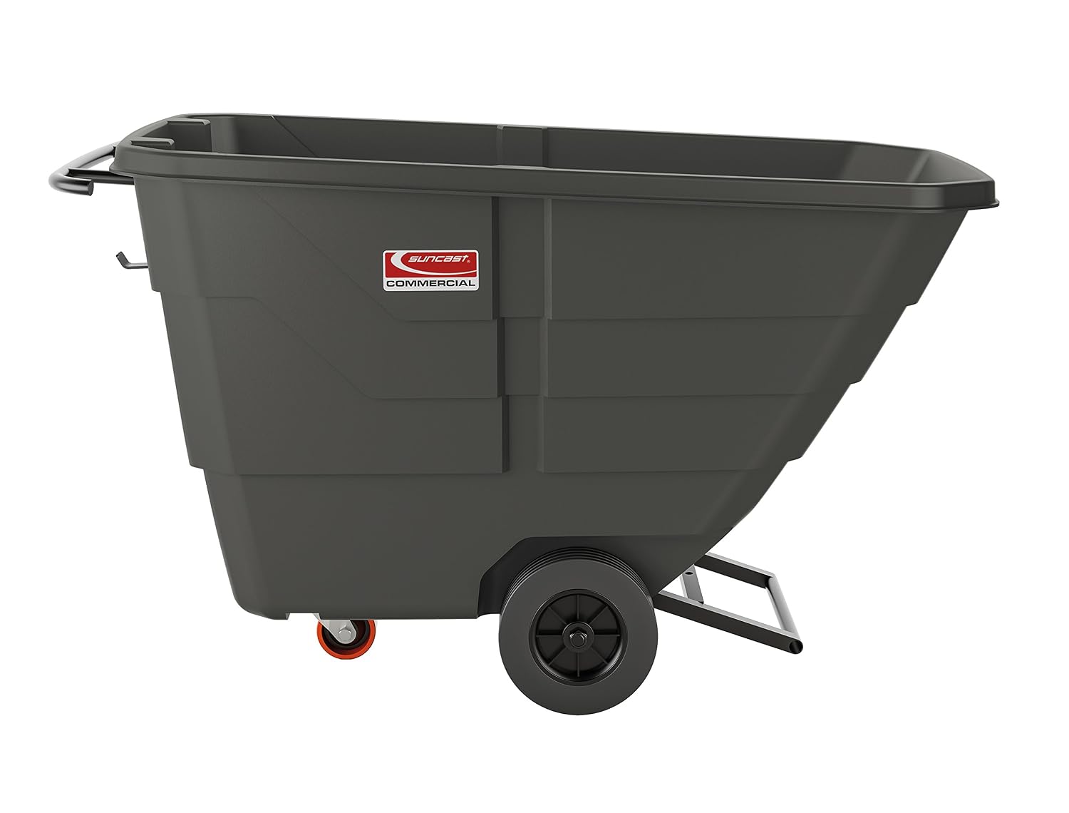 Suncast Commercial Light Duty 1/2 Cubic Yard Roto-Molded Tilt Truck with Integrated Brake, 500-Pound Capacity, 62' L x 34.5' W x 28' H