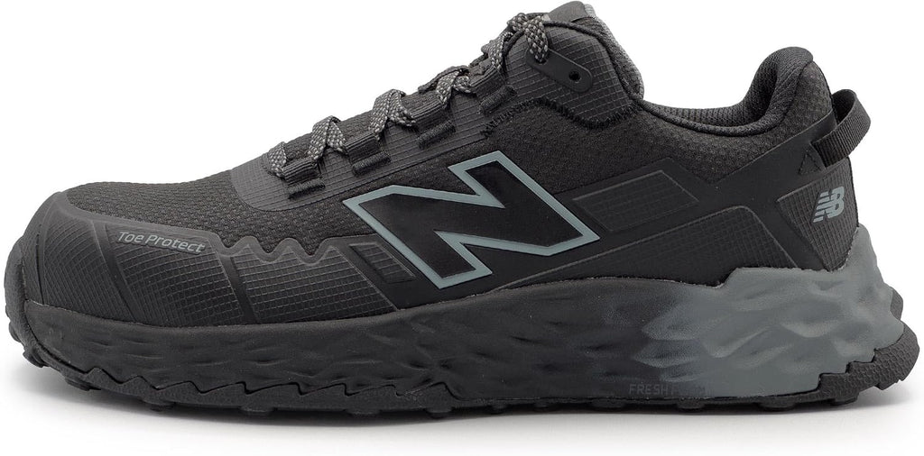 New Balance Fresh Foam Cremorne Composite Toe Safety Shoes for Men - Non Slip, Electrical Hazard - Black/Grey, Low Rise