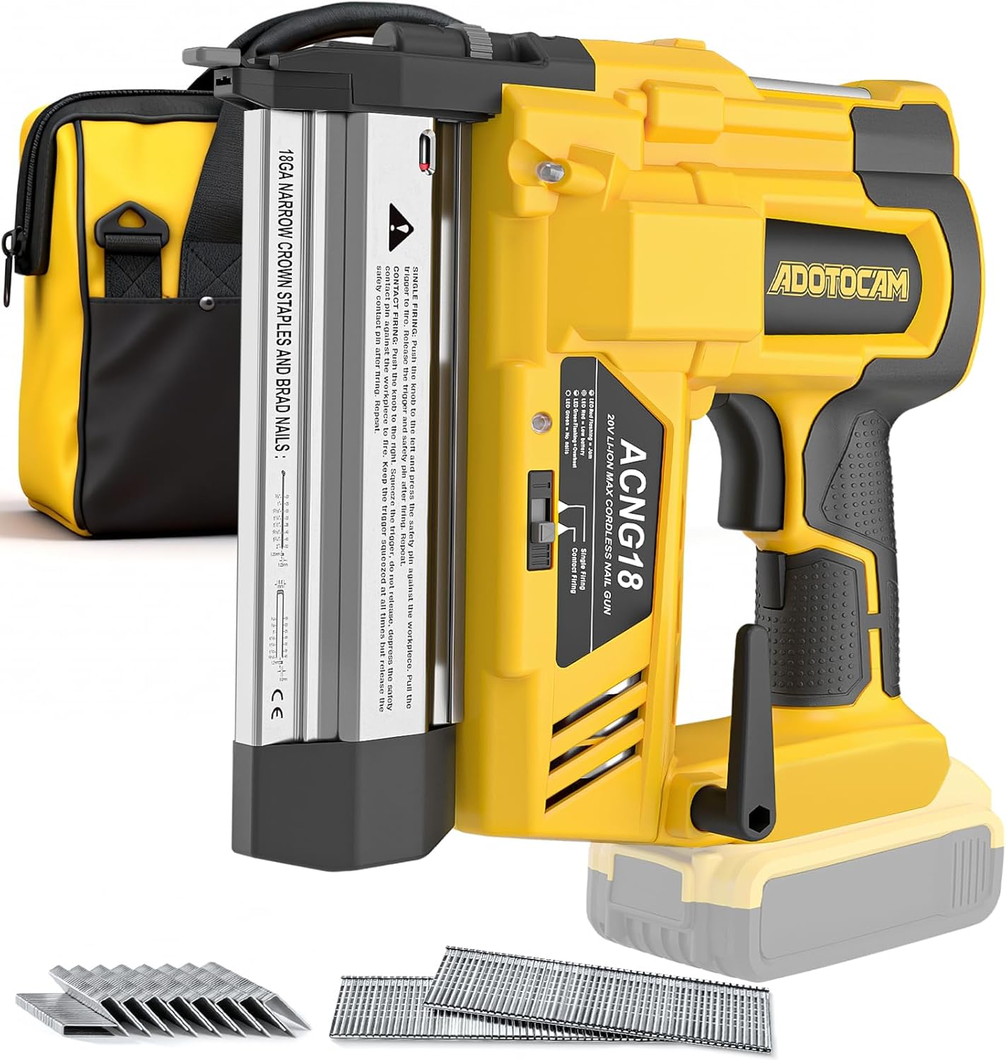Cordless 2' Brad Nailer Compatible with DeWalt 20V Battery(No Battery), 2 in 1 Electric Nail Gun/Staple Gun,18GA Nail Gun Battery Powered with 1000 Nails/Staples for Woodworking & Home Improvement