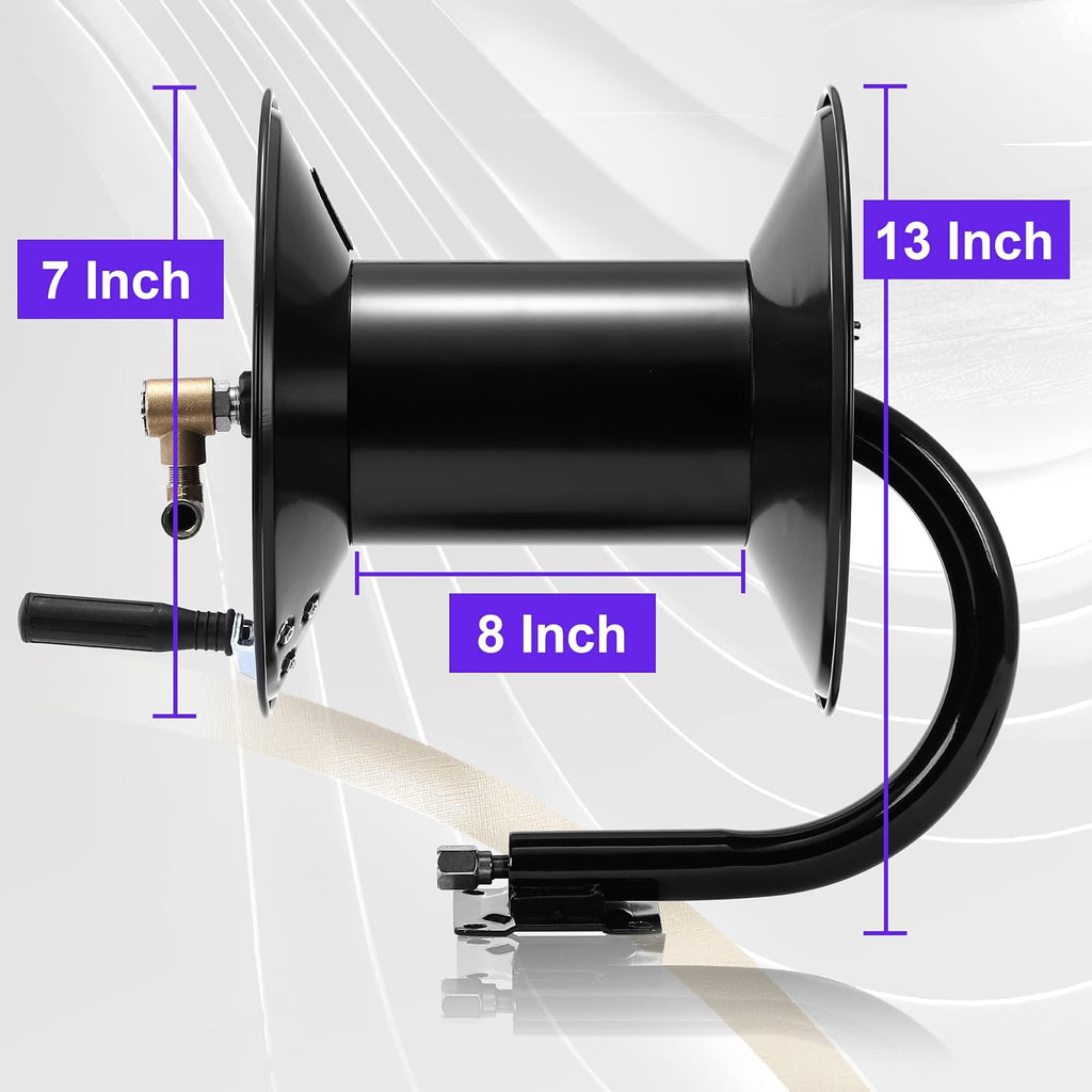 Tool Daily Pressure Washer Hose Reel, 150 FT Heavy Duty Steel Hose Reel for Power Washer, 3/8' Hose Reel Hand Crank, 4000 PSI