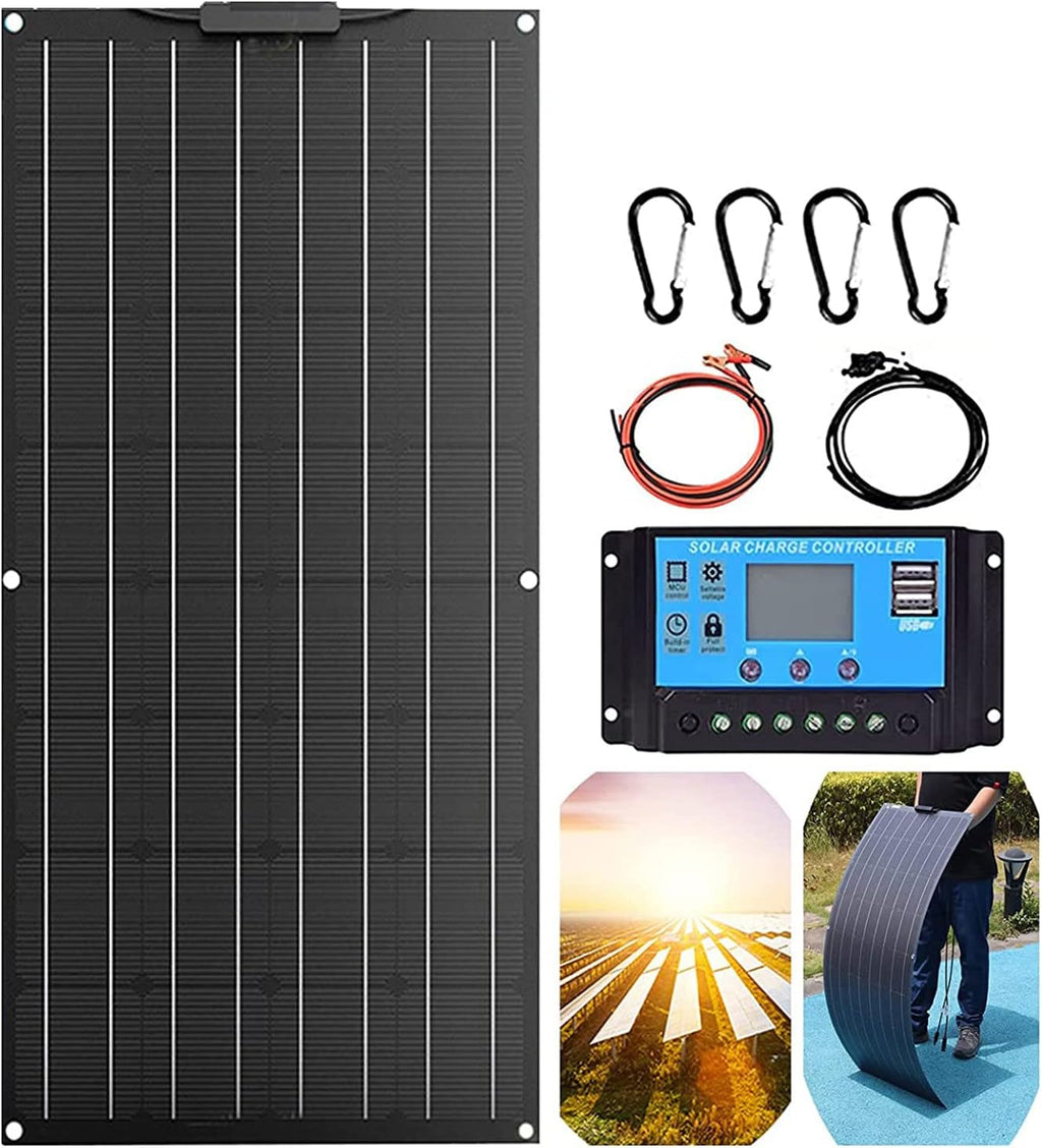 Solar Panels Kit,100W Monocrystalline Flexible Solar Panel Portable Solar Battery Chargers for Outdoors Solar Generator RV Car Uneven Surfaces
