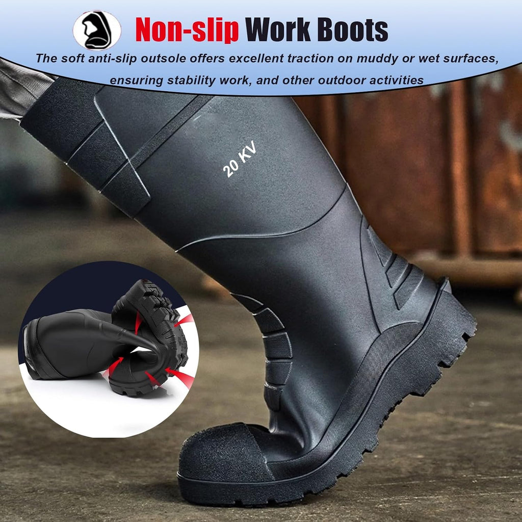HAIXHX Protection Industrial Safety Footwear，Wear Resistant Industrial Grade Fleece-Lined Insulated Boots for Power Station Maintenance(Foot Length 26.5cm)