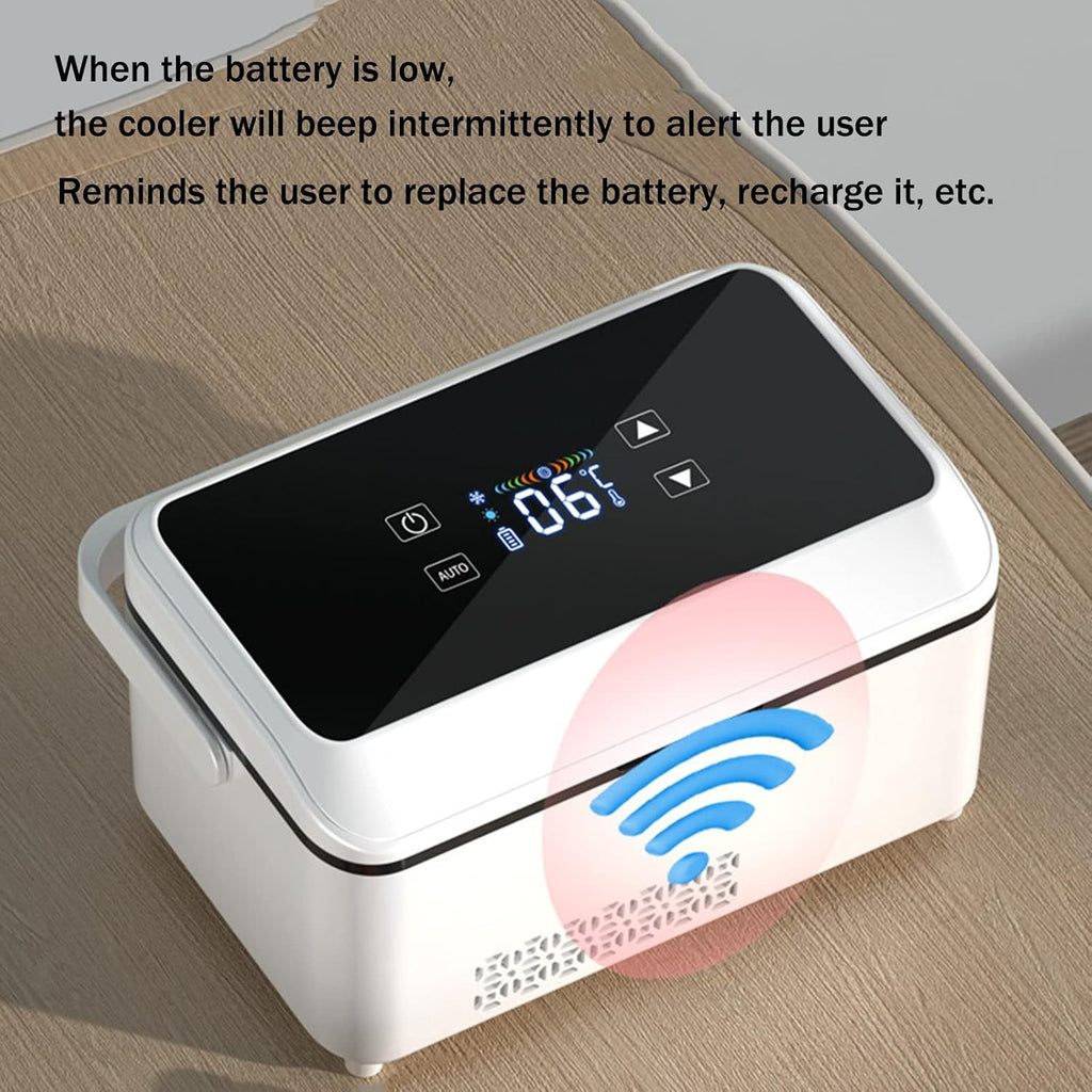 Portable Insulin Cool Box, High Capacity Medicine Mini Intelligent Electric Fridge Cooler Bag Thermostat Under with Charging Cable for Travel & Household,1cell