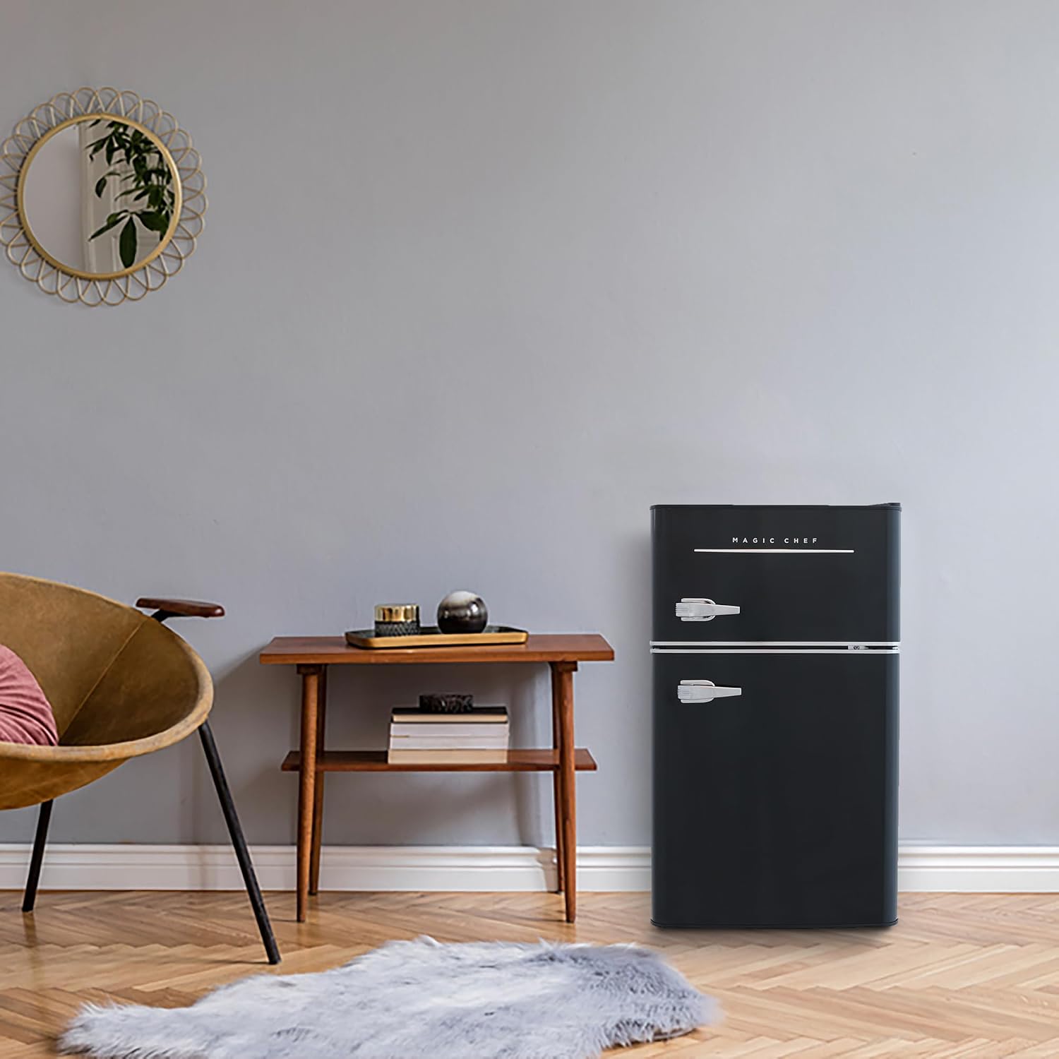Magic Chef Retro Mini Refrigerator 3.2 cu. ft. 2-Door Fridge in Black
