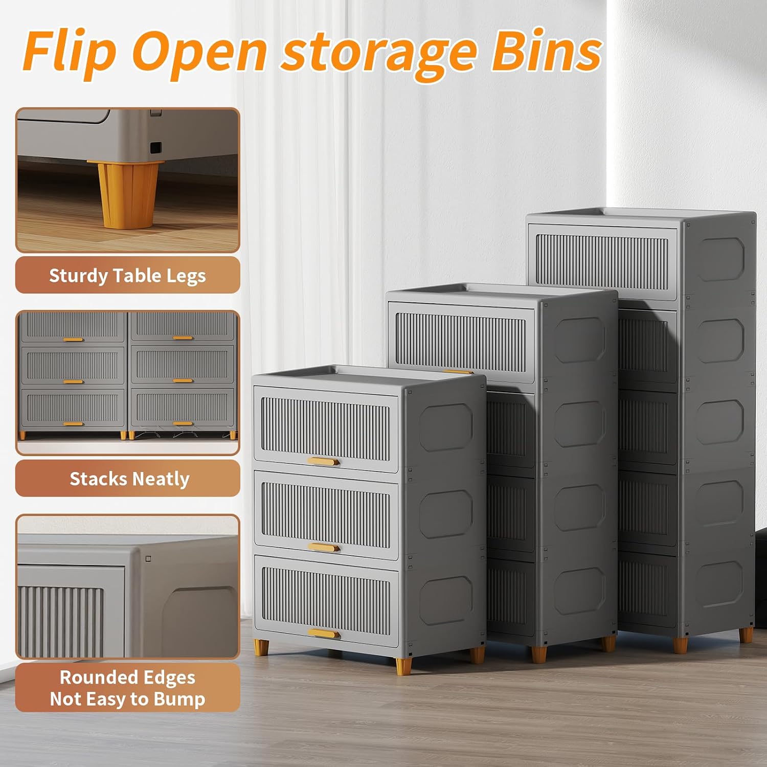 5 Tier Large Storage Bins with 1 Lid, 250QT Closet Organizers and Storage, Drawers Flip Open Large Plastic Storage Containers for Living Room, Office, Dorm (5 Tiers)