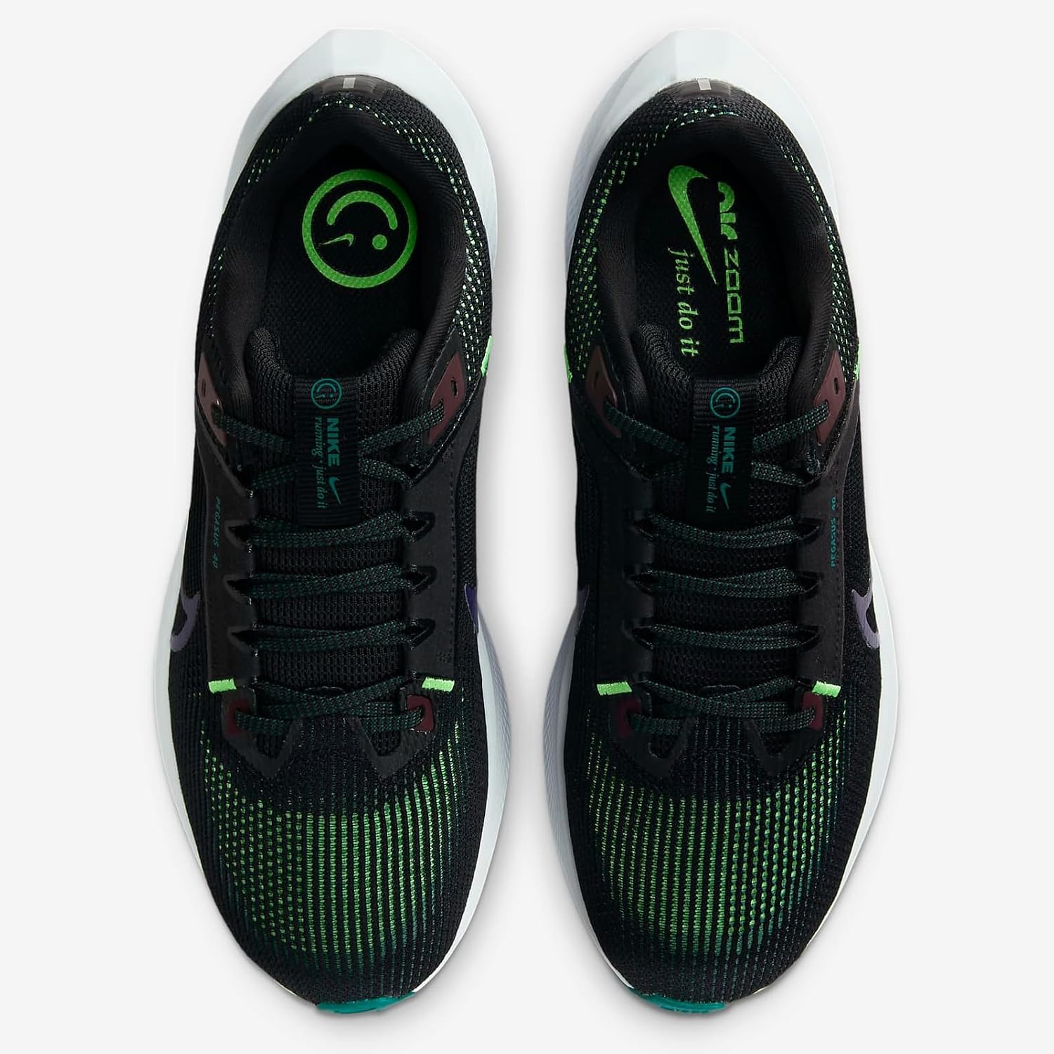 Nike Pegasus 40 Men's Road Running Shoes (DV3853-005, Black/Burgundy Crush/Geode Teal) Size 12
