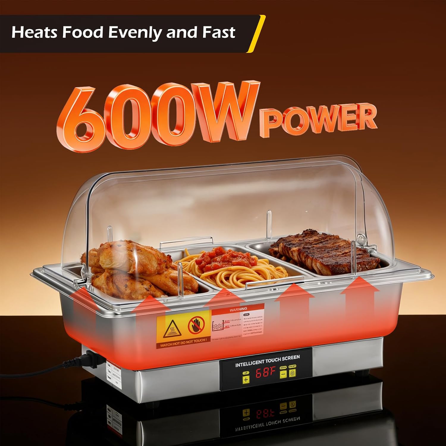 Dyna-Living Electric Chafing Dishes for Buffet, 9.5QT 1/3 Size Pan Chafing Dish Buffet Set 600W Electric Buffet Servers and Warmers with Temp Control Display Food Warmers for Parties Catering Buffet