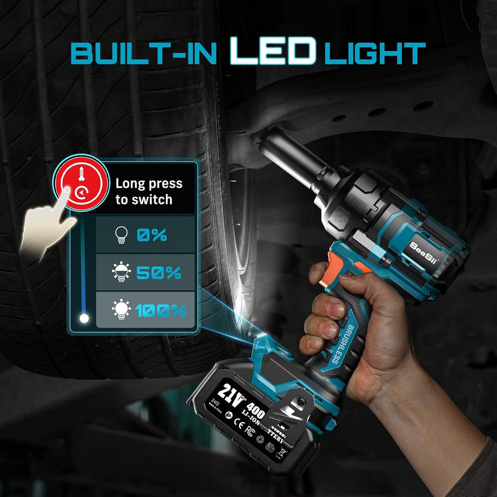 Seesii Impact Wrench 886 Ft-lbs(1200N.m), 1/2 High Torque Impact Gun with 21V 2x4.0Ah Battery, Electric Impact Driver, 2900IPM, 5 Socket, Cordless Impact Wrench for Home Car/Mower/Pickup/Truck RV