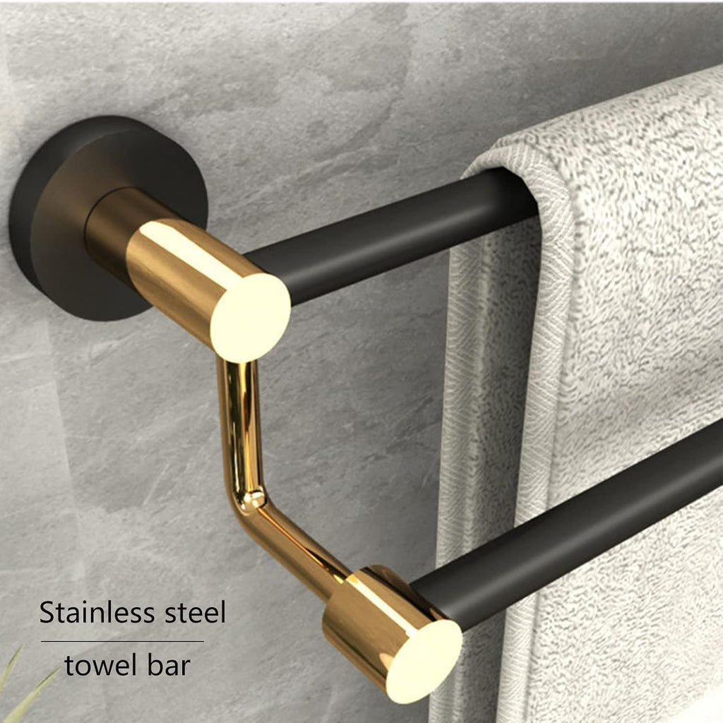 Stainless Steel Black Towel Ring and Toilet Paper Holder, Bathroom Black Hand Towel Holder Wall Mounted Hand Towel Ring (Black Gold) (Size : 43.3inch(110cm))