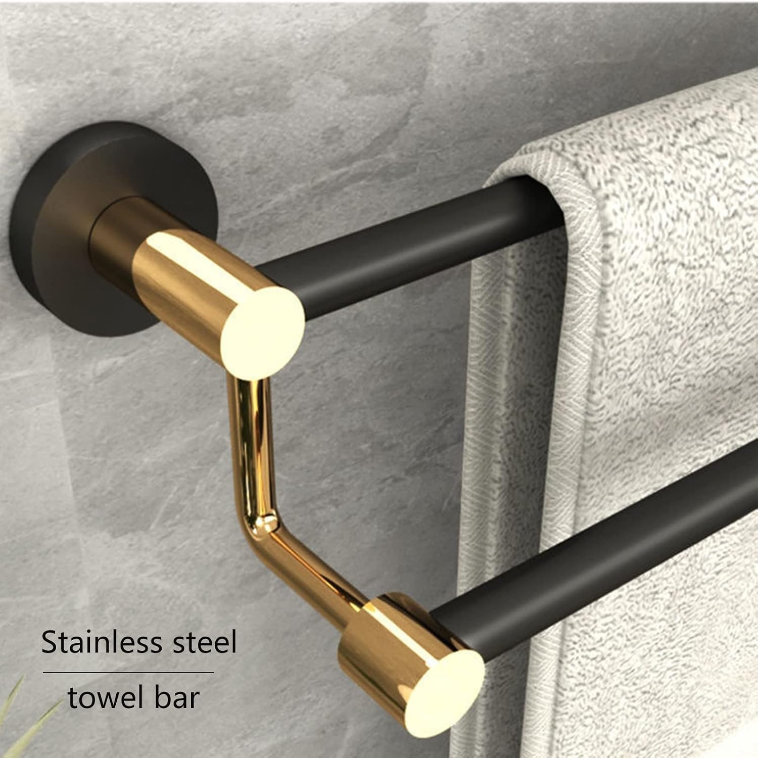Stainless Steel Black Towel Ring and Toilet Paper Holder, Bathroom Black Hand Towel Holder Wall Mounted Hand Towel Ring (Black Gold) (Size : 43.3inch(110cm))