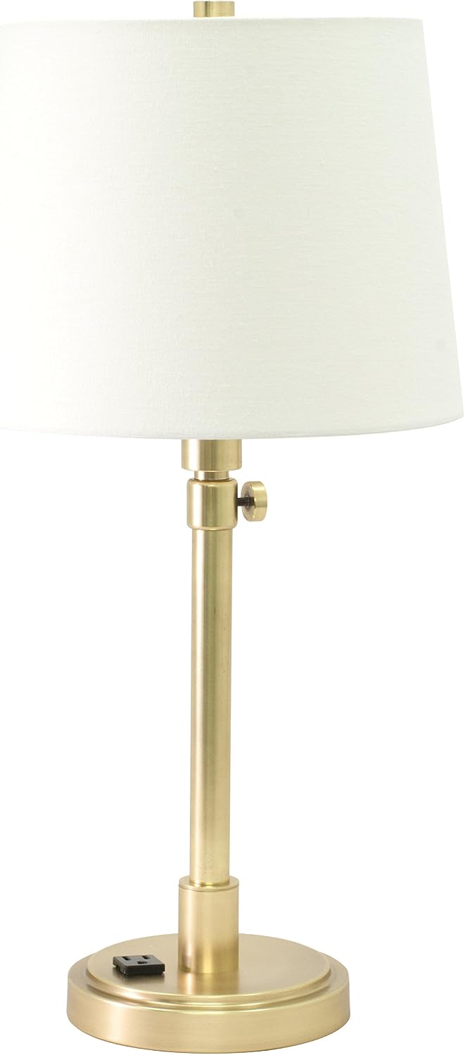 House of Troy TH751-RB Townhouse Adjustable Table Lamp with Convenience Outlet, Raw Brass