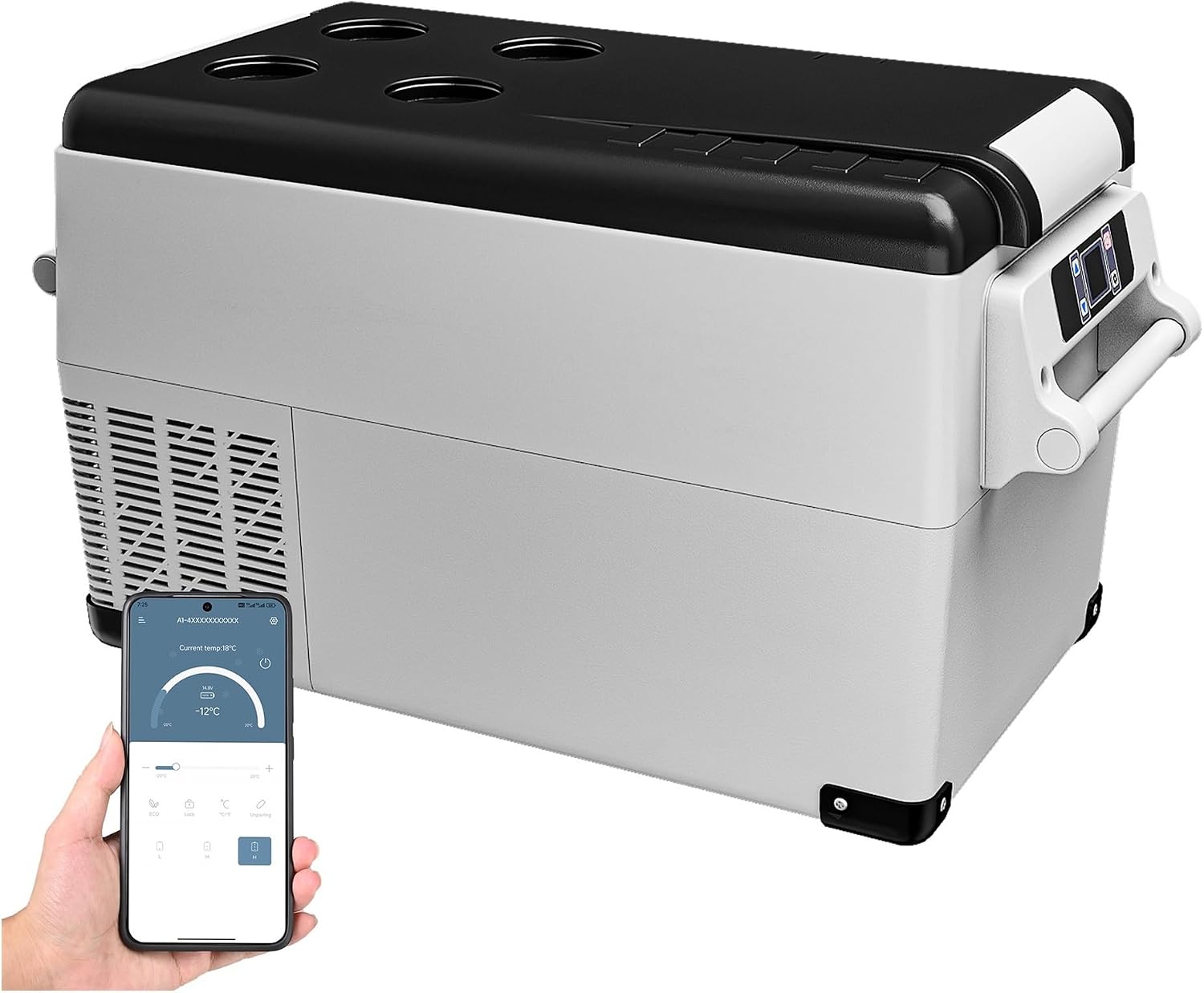 55L Car Refrigerator Electric Cooler -4℉~68℉ Car Fridge With APP Control Portable Freezer DC/AC For Camping Truck(35L)