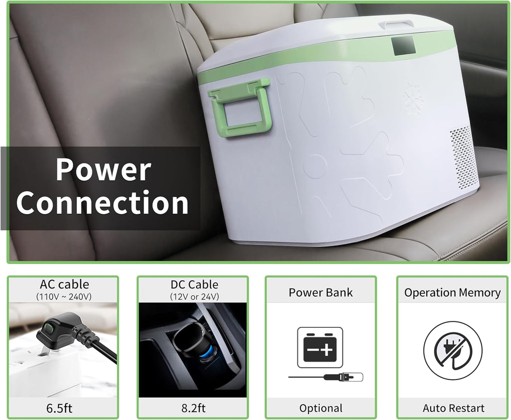 Megiu Car Fridge Portable 12V Refrigerator 19 Quart (18 Liter) 12 Volt Freezer Compressor Cooler 12V/24V DC 110～240 V AC for Truck Van RV Camper SUV and Home Use -18℃~+15℃