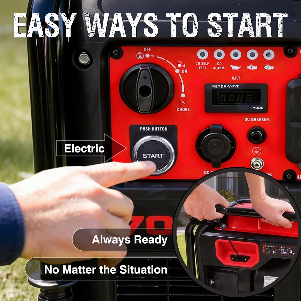 PowerSmart 7000-Watt Open Frame Inverter Generator, Electric Start Portable Generator for Home Backup & RV Camping - Gas Powered, 120V/240V Dual Voltage, Clean Power for Sensitive Electronics(PS5055C)