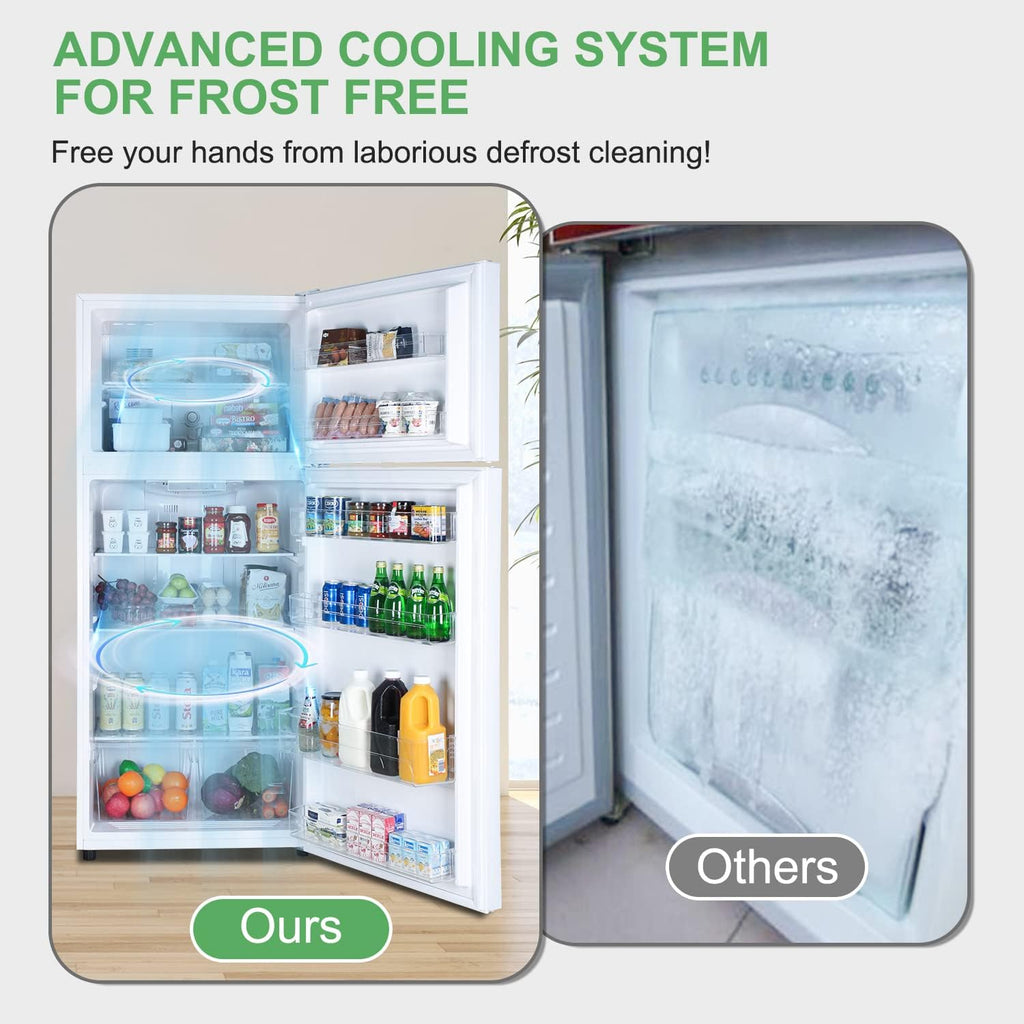 14.6 CU' Refrigerator with Freezer, Apartment Size Refrigerator Top Freezer, 2 Door Fridge with Adjustable Thermostat Control, Freestanding, Door Swing, White (FR 1462 WH)