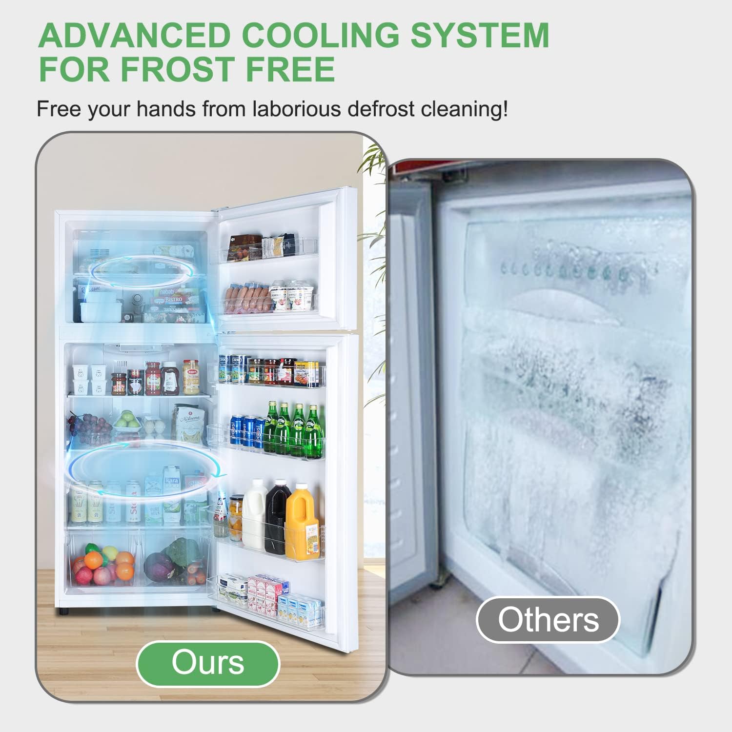 14.6 CU' Refrigerator with Freezer, Apartment Size Refrigerator Top Freezer, 2 Door Fridge with Adjustable Thermostat Control, Freestanding, Door Swing, White (FR 1462 WH)