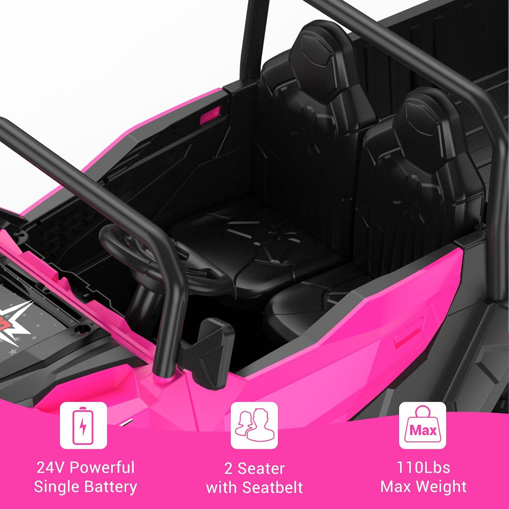 GarveeLife 24V 2 Seater Ride on Dump Truck with Remote Control for Big Kids, 4WD 6 Wheels Ride on Car w/Music Player & LED Lights, Ride Toy Gift for Kid