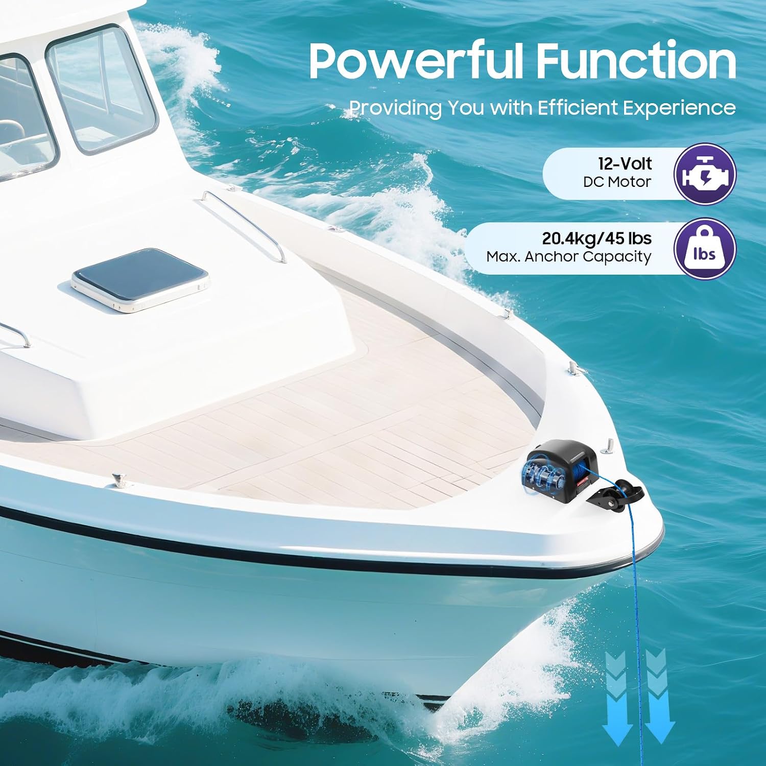 OUKANING Boat Electric Anchor Winch, Anchors Up to 25/35/45 LBS, 12-Volt DC Boat Anchor Wench with Wireless Remote Control, High-Efficiency Marine Saltwater Anchor Windlass Kit Includes 100-feet Rope