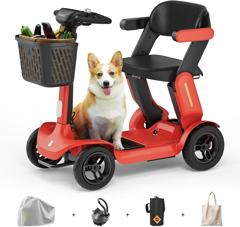 Paiseec Mobility Scooter for Adult, 25 Miles Endurance Lightweight Mobility Scooter, Folding Mobility Scooter for Adult, Powered Mobility Scooter All Terrain Motorized Scooter Collapsible
