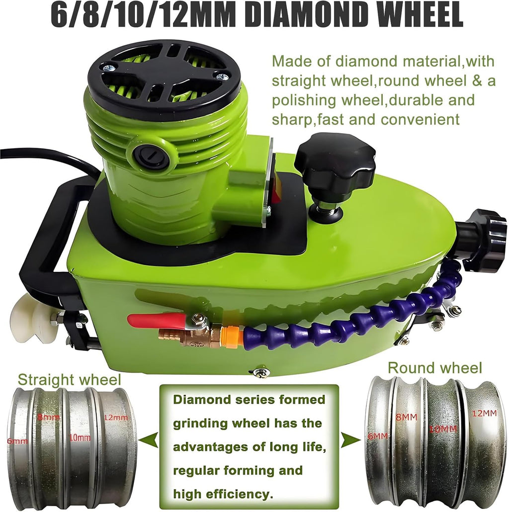 Electric Glass Edge Grinder With Cooling Water - Diamond Wheels Electric Small Glass Edging Machine For Glass/Ceramic/Marble, Portable & Easy To Used 10mm