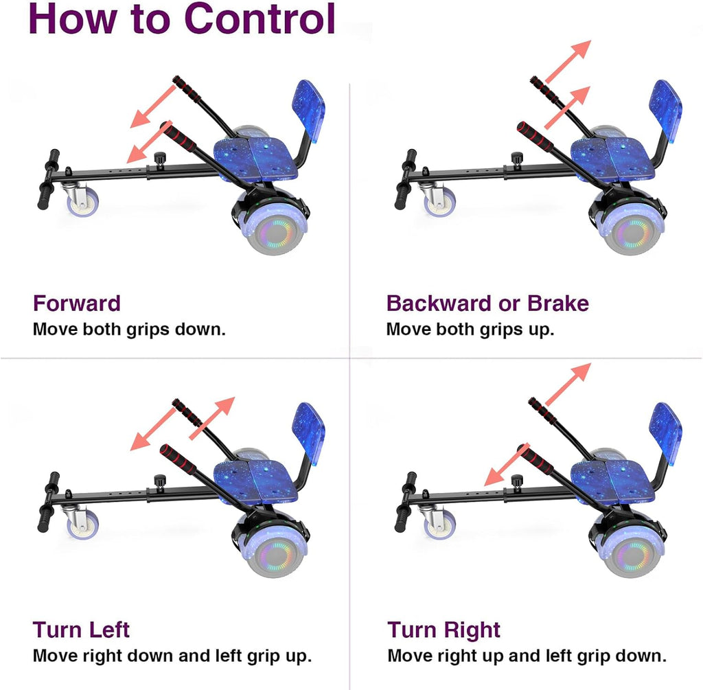 FLYING-ANT Self Balance Scooter Seat Attachment 6.5' Two-Wheel Self Balancing Electric Scooter with LED Light Flash Lights Wheels