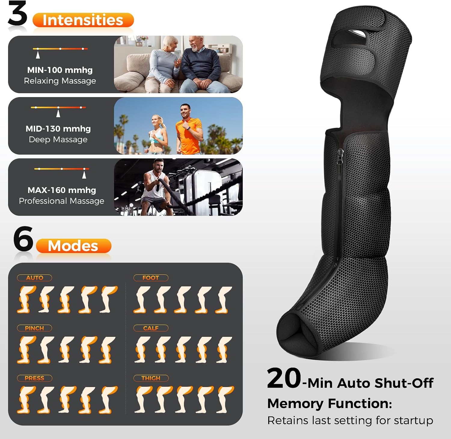 Nekteck Leg Compression Massager with Heat Leg Massager for Circulation and Pain Relief, Air Compression Boot Massage Tool with 2 Heats 6 Modes, Relaxation Gifts for Men Women Dad Father's Day