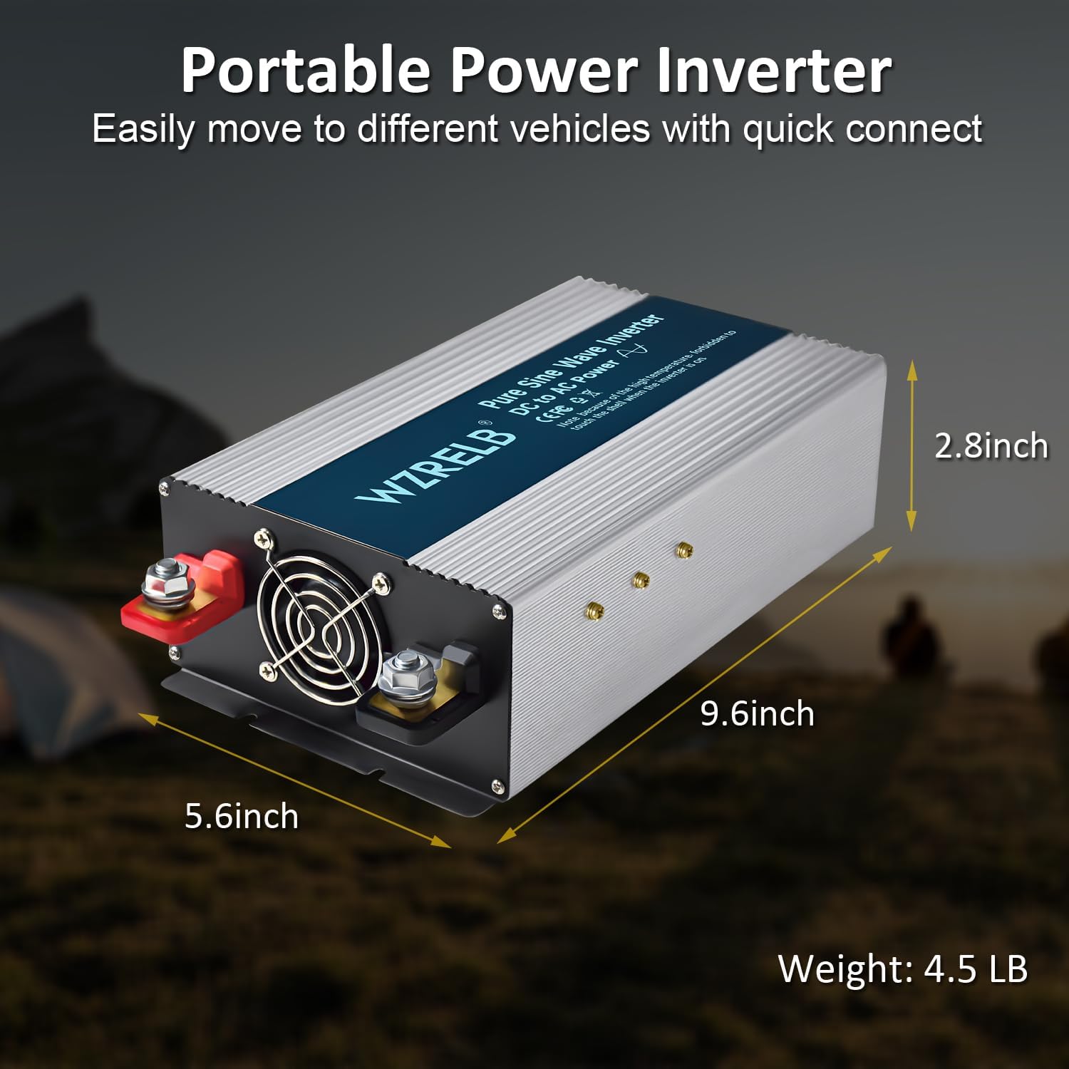 WZRELB 2000W Pure Sine Wave Inverter 36V DC to 110V 120V AC Power Converter with LED Display, Off-Grid Portable Power Inverter with 4 AC Outlets for Home, RV, Truck, Camping