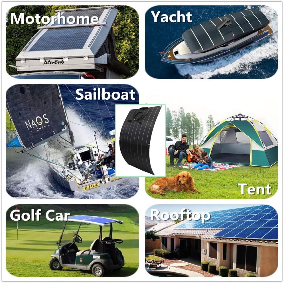 900W Wind Solar System for RV:400W Wind Turbine Generator/5pcs 100W Flexible Solar Panels Monocrystalline/Hybrid Charge Controller/Battery Cables/Connectors