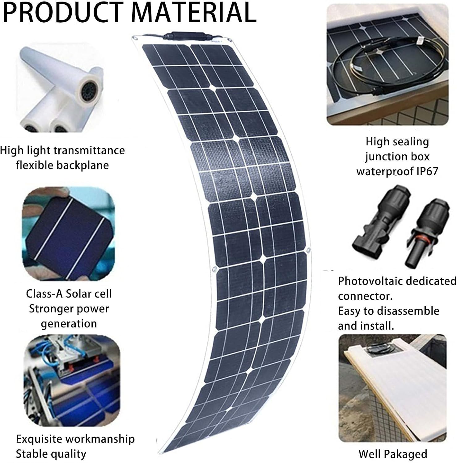100W Portable Solar Panel, IP67 Waterproof Solar Panel, Solar Charger for Power Station RV Camping Off Grid