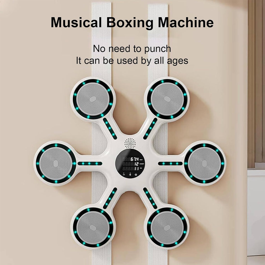 Interactive Punching Machine for Home Workout - Smart Music Boxing Game, LED Display, with Auto Counting + Adjustable Speed, for Home Gym, with 1 Pair of Boxing Gloves