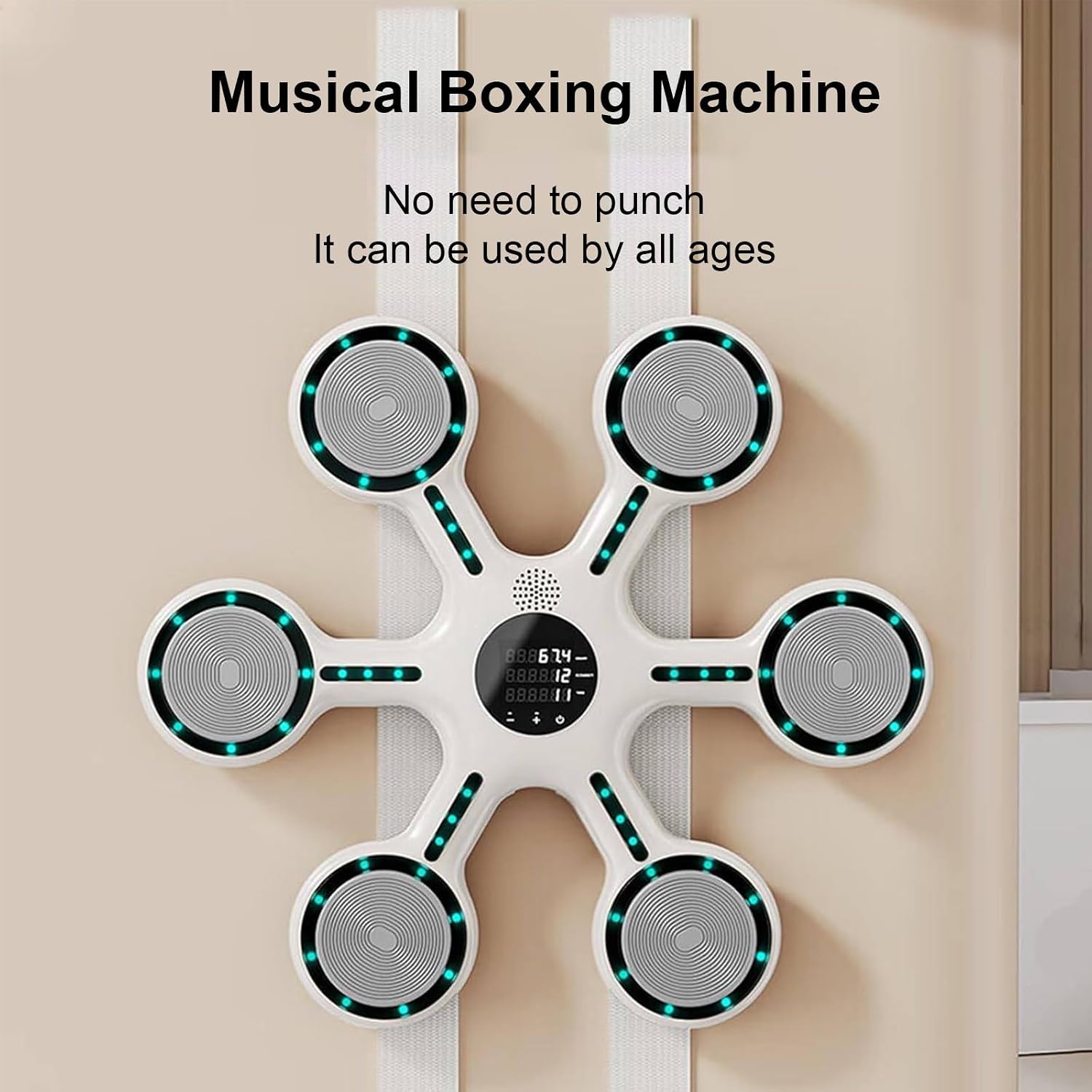 Interactive Punching Machine for Home Workout - Smart Music Boxing Game, LED Display, with Auto Counting + Adjustable Speed, for Home Gym, with 1 Pair of Boxing Gloves
