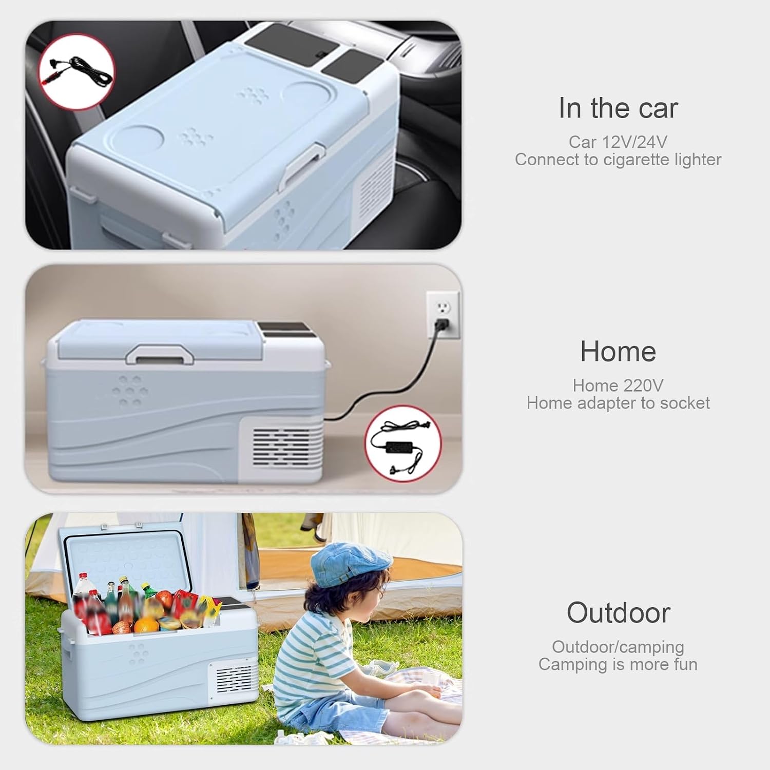 Portable Electric Freezer, 12 Volt CAr Refrigerator, Cooling Fridge for RV Truck, Travel, Camping, Road Trips, 12/24V DC 110~240V AC