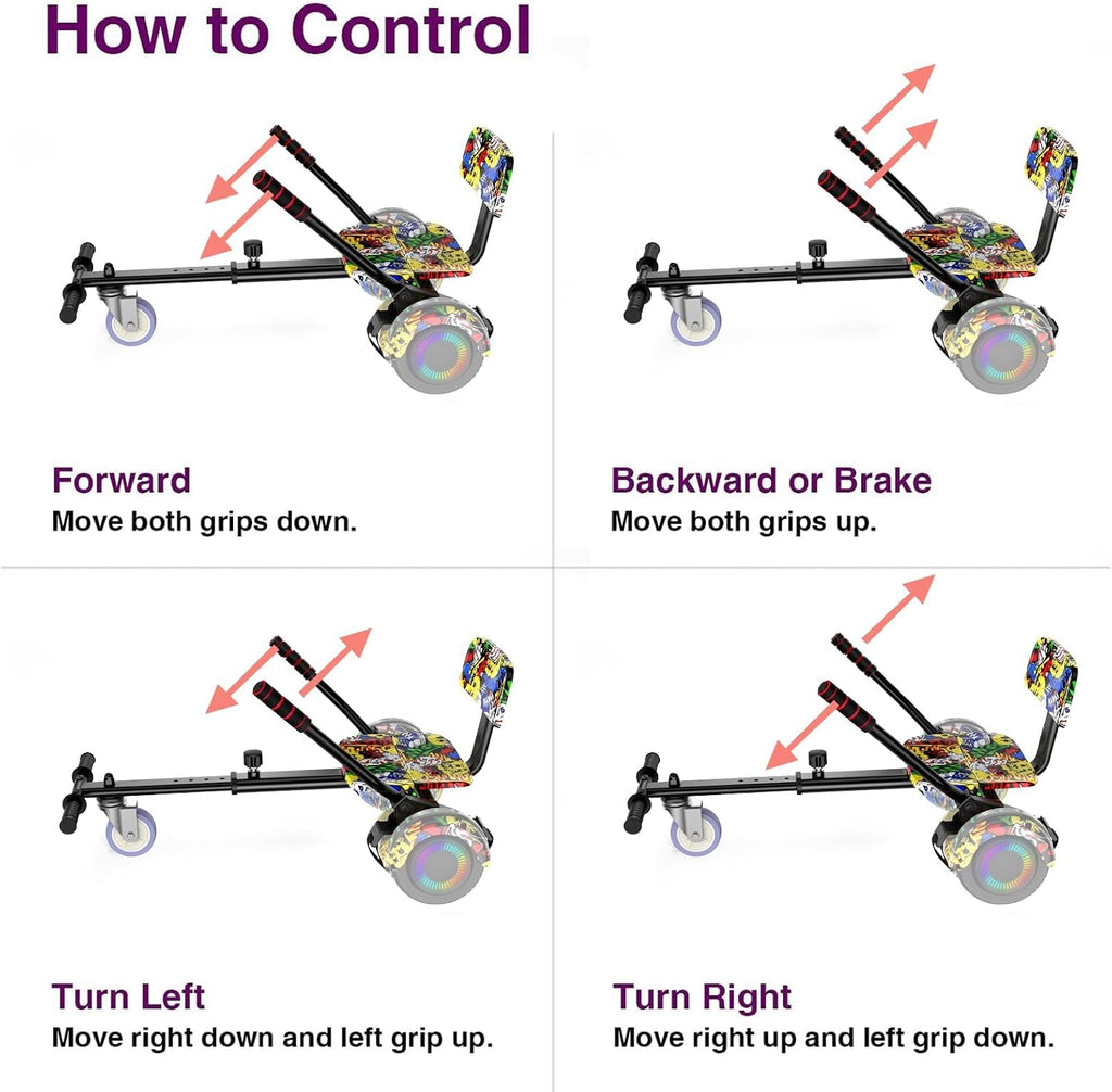 FLYING-ANT Self Balance Scooter Seat Attachment 6.5' Two-Wheel Self Balancing Electric Scooter with LED Light Flash Lights Wheels