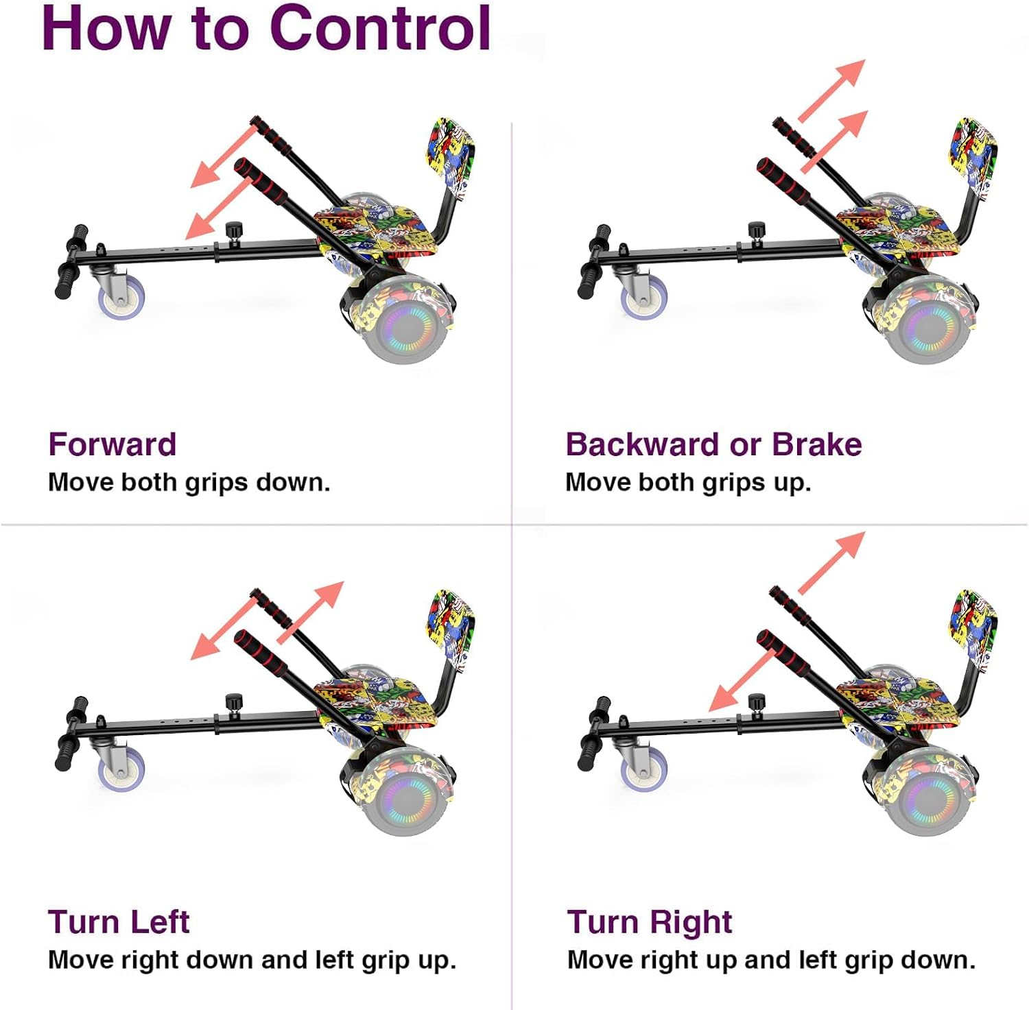 FLYING-ANT Self Balance Scooter Seat Attachment 6.5' Two-Wheel Self Balancing Electric Scooter with LED Light Flash Lights Wheels